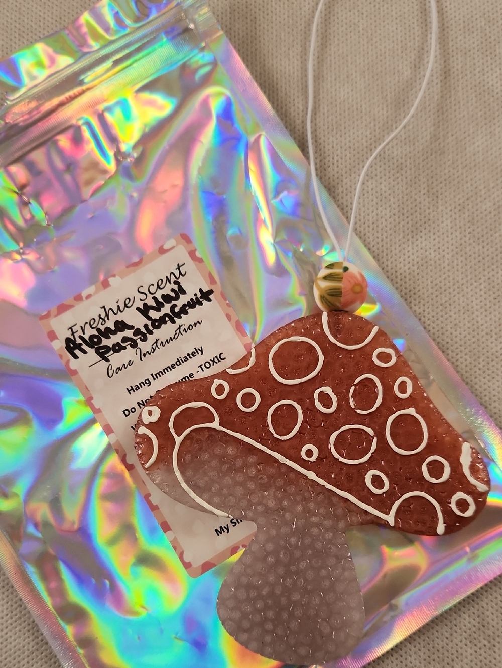 Handmade Mushroom Air Freshener - Rusty Red & Pale Pink